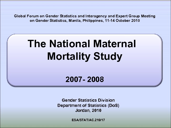 Global Forum on Gender Statistics and Interagency and Expert Group Meeting on Gender Statistics,