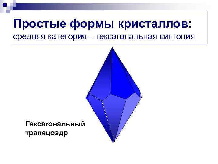 Простые формы кристаллов: средняя категория – гексагональная сингония Гексагональный трапецоэдр 