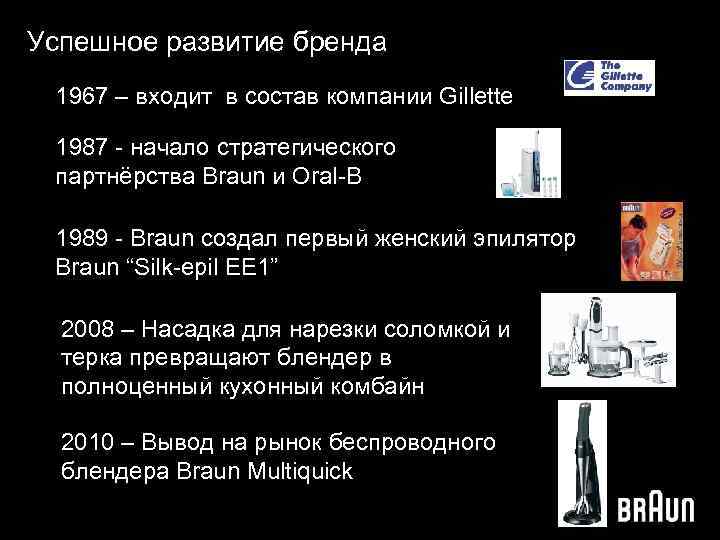 Успешное развитие бренда 1967 – входит в состав компании Gillette 1987 - начало стратегического