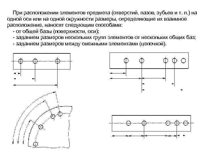 Расположение отверстий на чертеже