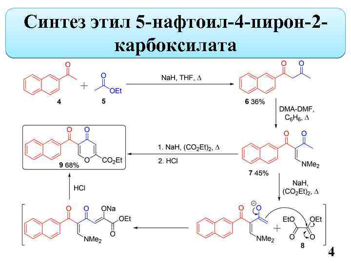 Синтез этил 5 -нафтоил-4 -пирон-2 карбоксилата 4 