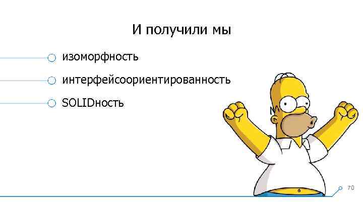 И получили мы изоморфность интерфейсоориентированность SOLIDность 70 