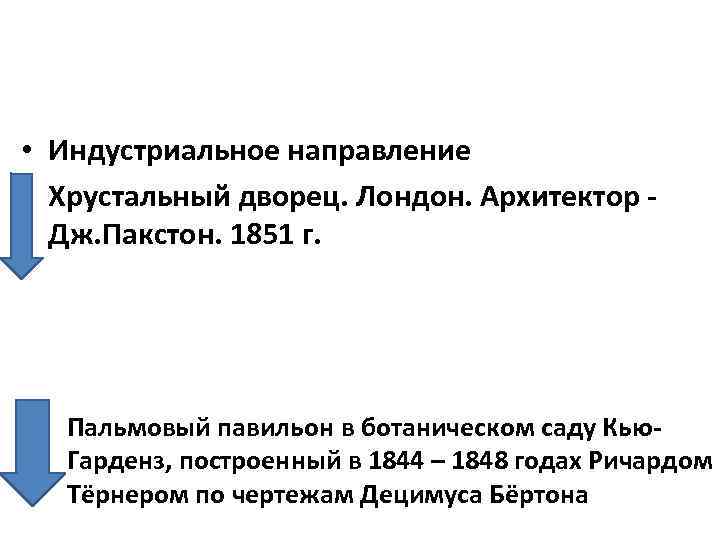  • Индустриальное направление • Хрустальный дворец. Лондон. Архитектор Дж. Пакстон. 1851 г. Пальмовый