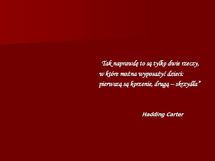 Tak naprawdę to są tylko dwie rzeczy, w które można wyposażyć dzieci: pierwszą są