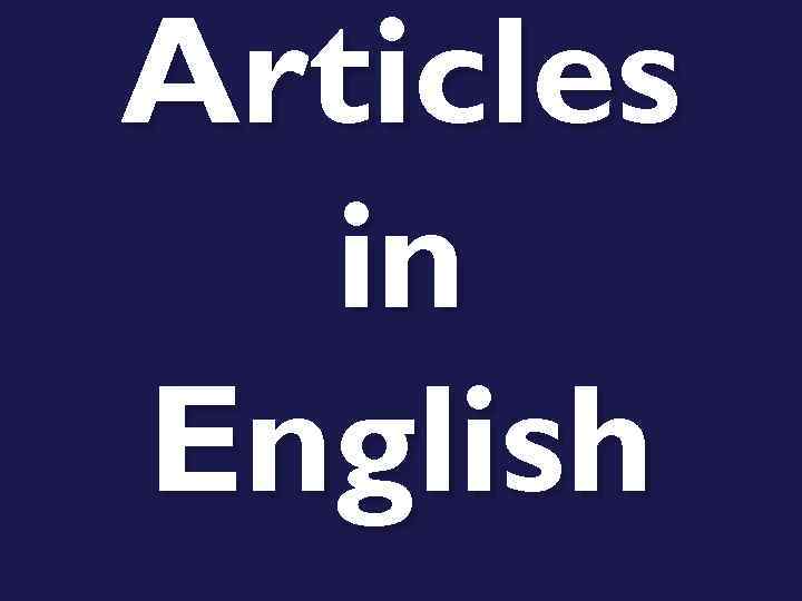 Articles in English 