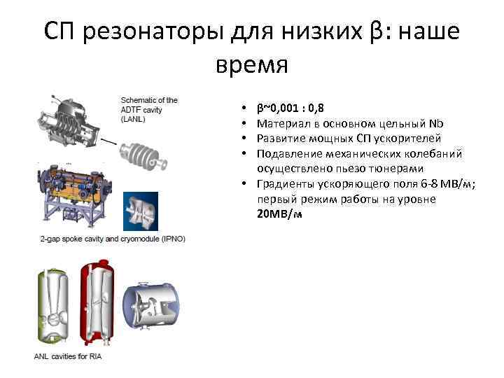 СП резонаторы для низких β: наше время β~0, 001 : 0, 8 Материал в