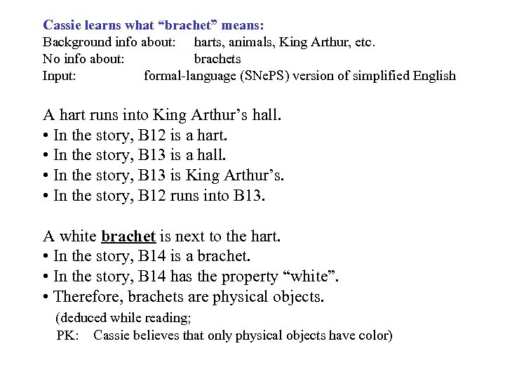 Cassie learns what “brachet” means: Background info about: harts, animals, King Arthur, etc. No