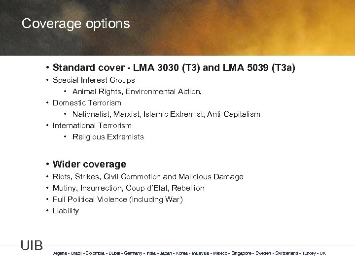 Coverage options • Standard cover - LMA 3030 (T 3) and LMA 5039 (T