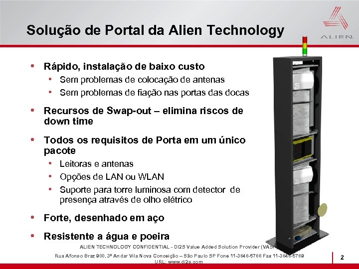 Solução de Portal da Alien Technology • Rápido, instalação de baixo custo • Sem