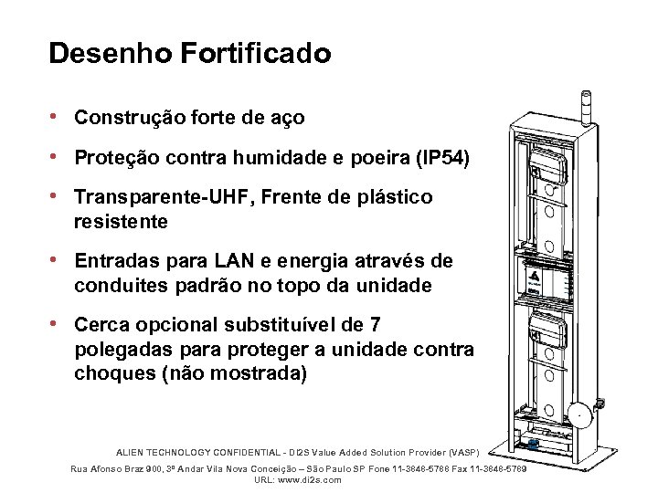 Desenho Fortificado • Construção forte de aço • Proteção contra humidade e poeira (IP