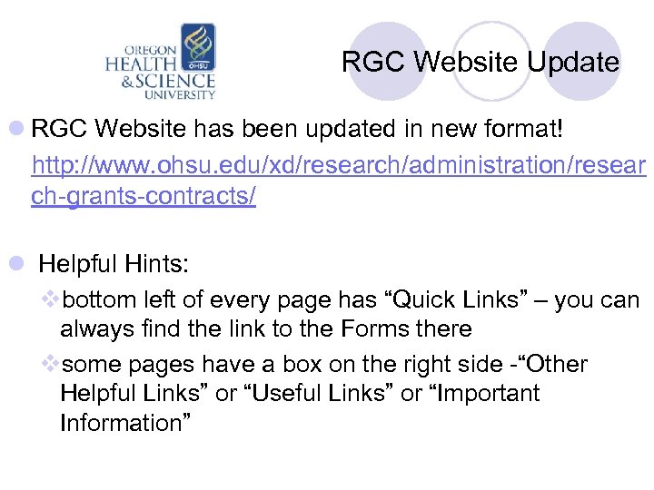 RGC Website Update l RGC Website has been updated in new format! http: //www.