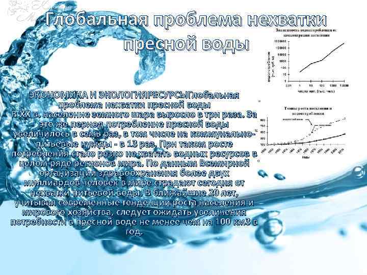 Недостаток питьевой воды экологическая проблема презентация