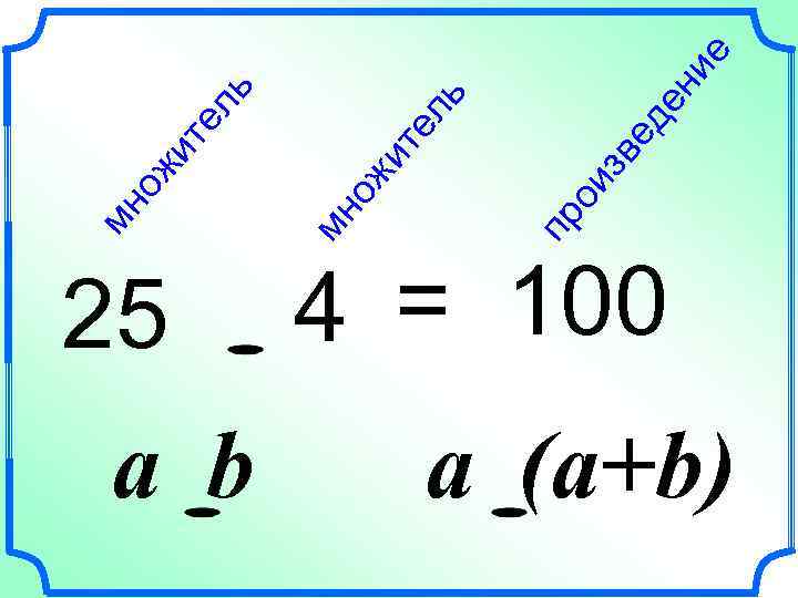 25 a b 4 = 100 a (a+b) ед зв ои пр ие ен