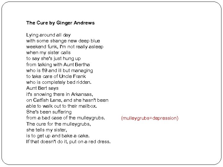 The Cure by Ginger Andrews Lying around all day with some strange new deep