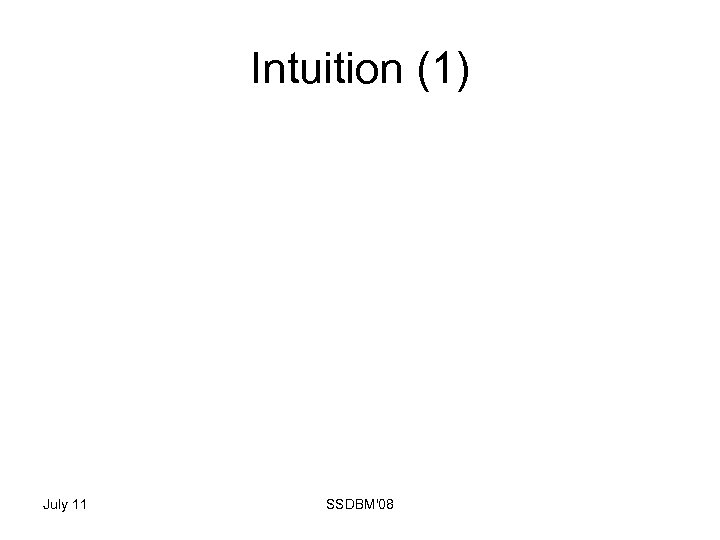 Intuition (1) July 11 SSDBM'08 