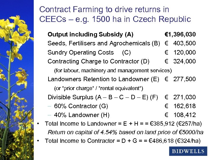 Contract Farming to drive returns in stewardship & prosperity CEECs – e. g. 1500