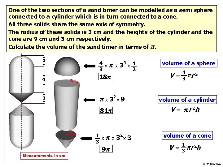 One of the two sections of a sand timer can be modelled as a