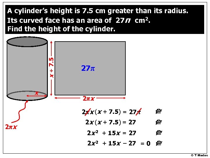 x 27π 2π x 2πx (x + 7. 5) = 27π 2π x 2