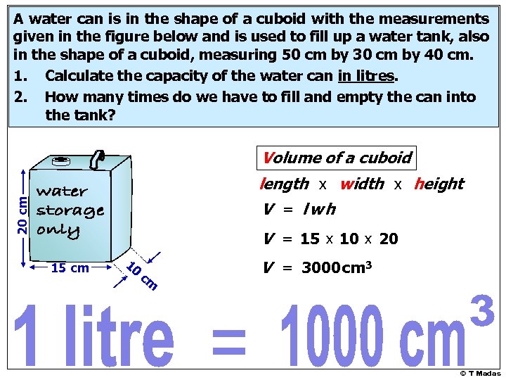 A water can is in the shape of a cuboid with the measurements given