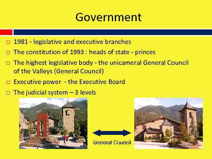 Government 1981 - legislative and executive branches The constitution of 1993 : heads of