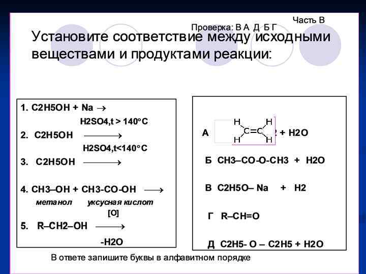 Презентация химические свойства спиртов 10 класс профильный уровень