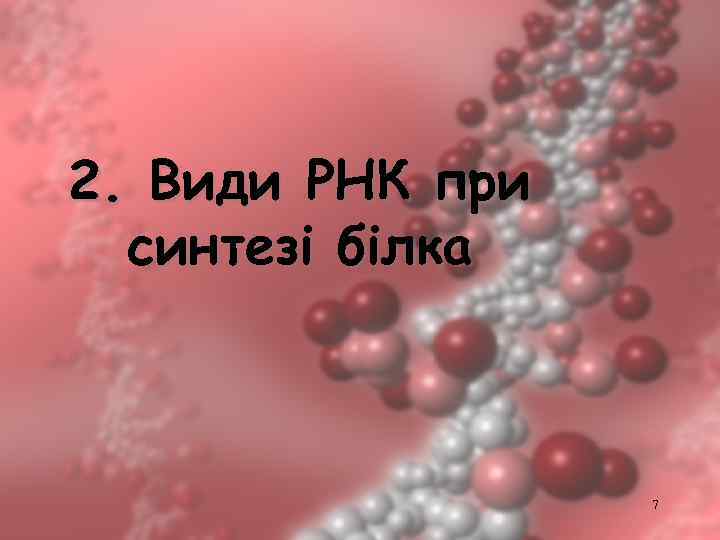 2. Види РНК при синтезі білка 7 