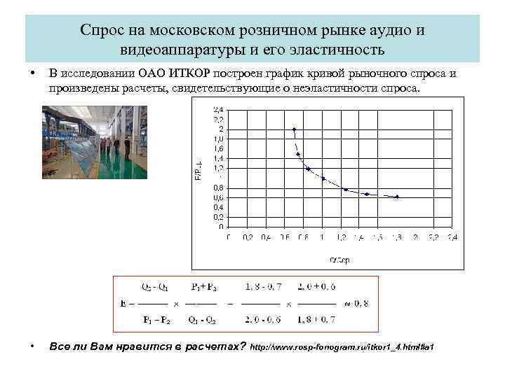 Спрос на московском розничном рынке аудио и видеоаппаратуры и его эластичность • В исследовании