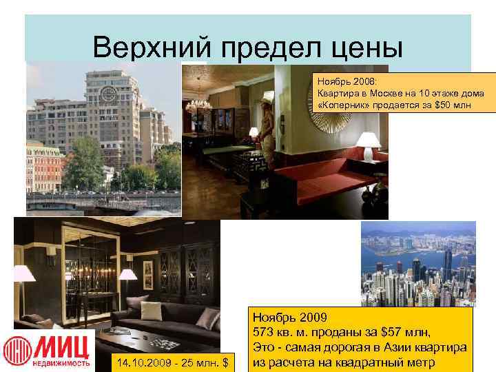 Верхний предел цены Ноябрь 2008: Квартира в Москве на 10 этаже дома «Коперник» продается