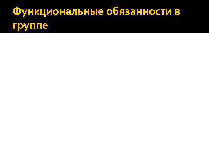 Функциональные обязанности в группе 