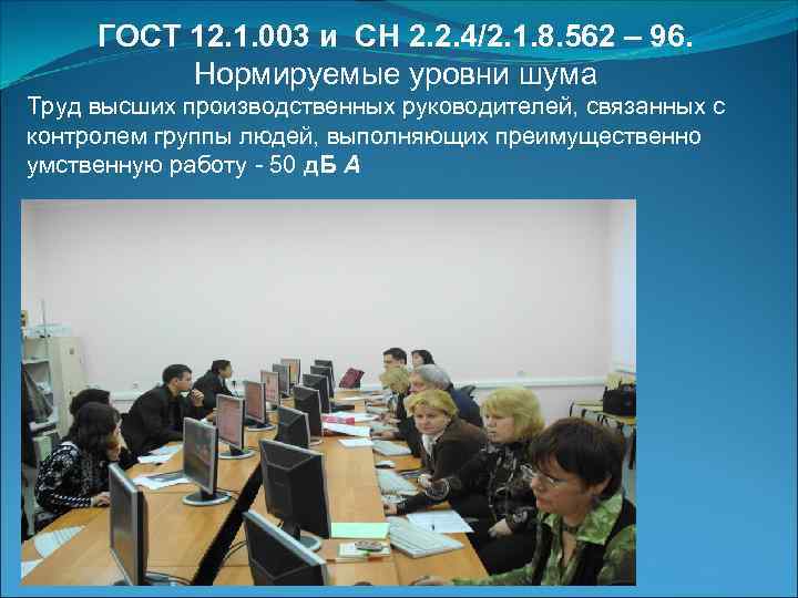 ГОСТ 12. 1. 003 и СН 2. 2. 4/2. 1. 8. 562 – 96.