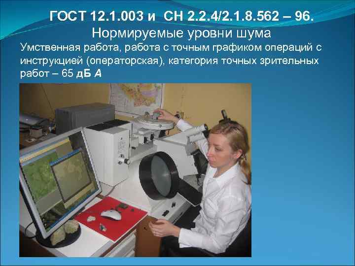 ГОСТ 12. 1. 003 и СН 2. 2. 4/2. 1. 8. 562 – 96.