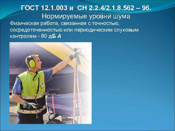 ГОСТ 12. 1. 003 и СН 2. 2. 4/2. 1. 8. 562 – 96.