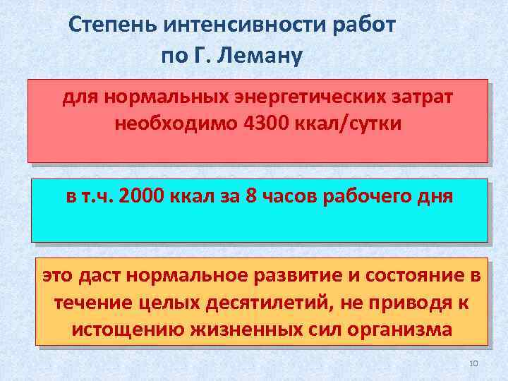 Степень интенсивности работ по Г. Леману для нормальных энергетических затрат необходимо 4300 ккал/сутки в