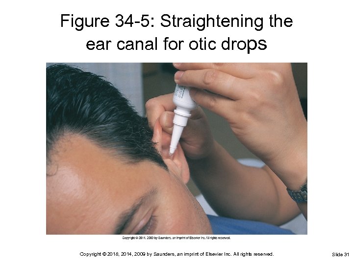 Figure 34 -5: Straightening the ear canal for otic drops Copyright © 2018, 2014,