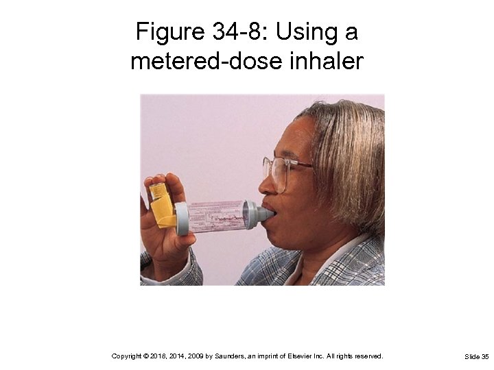 Figure 34 -8: Using a metered-dose inhaler Copyright © 2018, 2014, 2009 by Saunders,