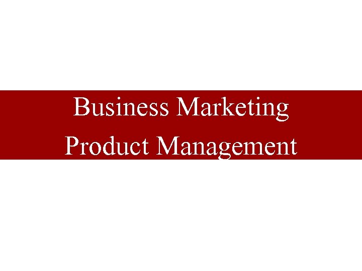 Business Marketing Product Management 