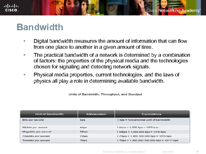 Bandwidth • Digital bandwidth measures the amount of information that can flow from one
