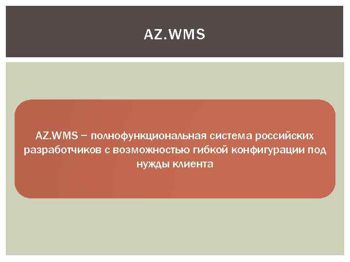 AZ. WMS − полнофункциональная система российских разработчиков с возможностью гибкой конфигурации под нужды клиента