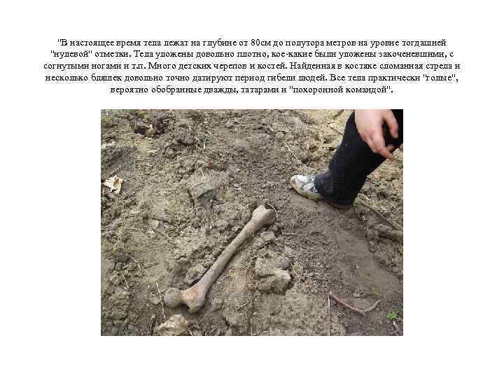 "В настоящее время тела лежат на глубине от 80 см до полутора метров на