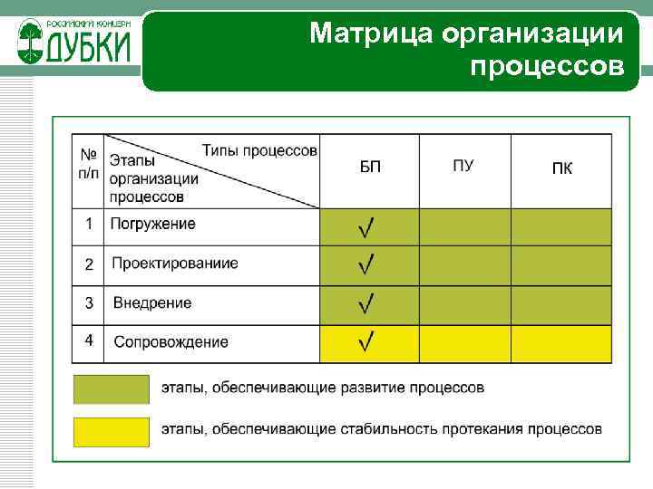 Организационная матрица образовательного процесса на день образец