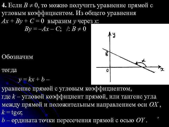 Уравнение оси ох. Уравнение прямой AX+by+c 0 вывод. Общее уравнение прямой и уравнение с угловым коэффициентом. Уравнение прямой на плоскости с угловым коэффициентом. Уравнение прямой с угловым коэффициентом общее уравнение прямой.