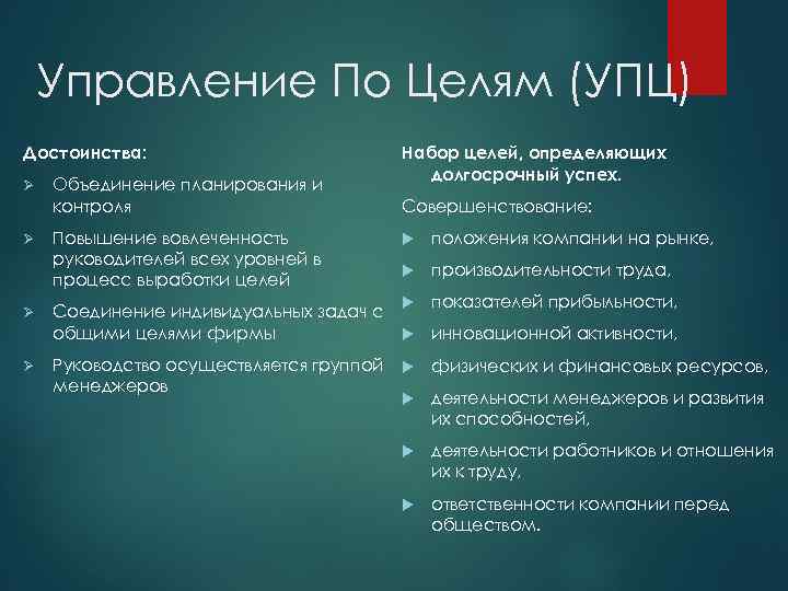 Набор целей. УПЦ управление по целям. Преимущества УПЦ. Краткосрочные цели и долгосрочные Питер Друкер.