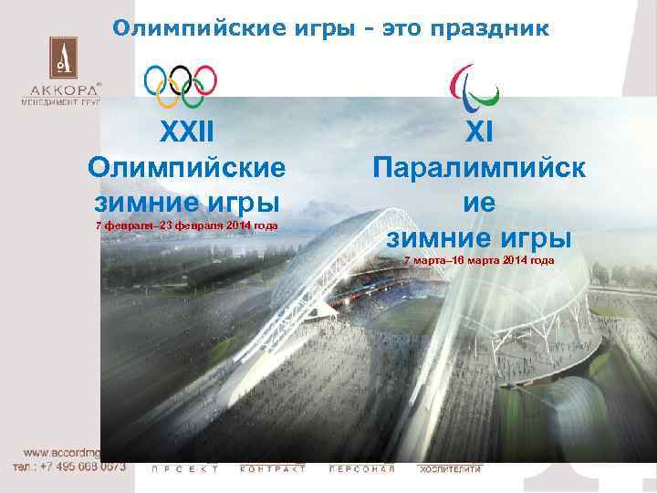 Олимпийские игры - это праздник XXII Олимпийские зимние игры 7 февраля– 23 февраля 2014