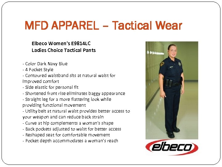 MFD APPAREL – Tactical Wear Elbeco Women's E 9814 LC Ladies Choice Tactical Pants