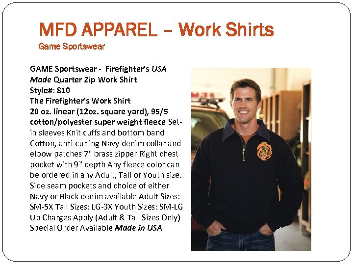 MFD APPAREL – Work Shirts Game Sportswear GAME Sportswear - Firefighter's USA Made Quarter