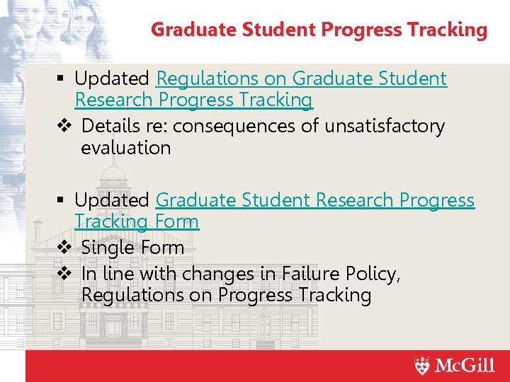 Graduate Student Progress Tracking Updated Regulations on Graduate Student Research Progress Tracking v Details