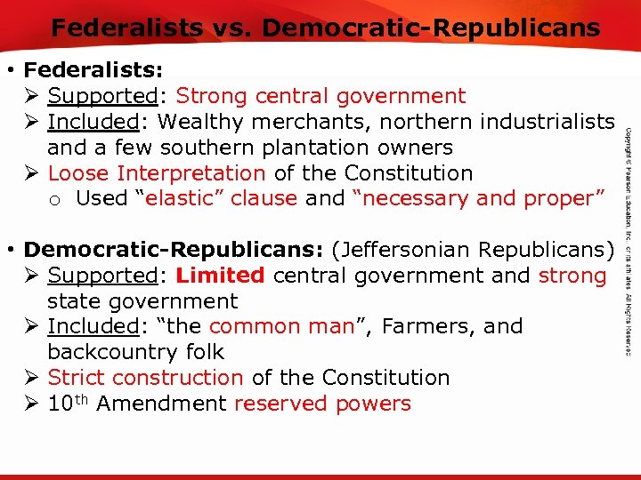 TEKS 8 C: Calculate percent composition and empirical and molecular formulas. Federalists vs. Democratic-Republicans