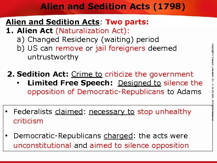 Alien and Sedition Acts (1798) TEKS 8 C: Calculate percent composition and empirical and