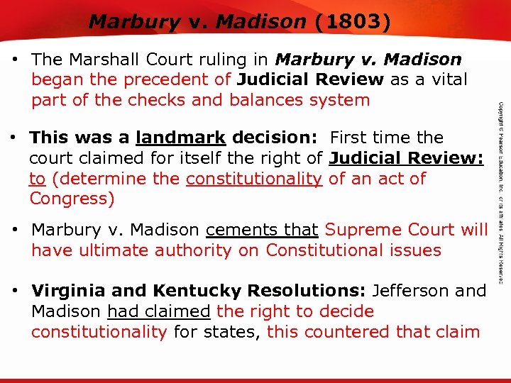 TEKS 8 C: Calculate percent composition and empirical and molecular formulas. Marbury v. Madison