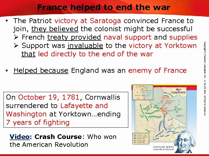 France helped to end the war TEKS 8 C: Calculate percent composition and empirical